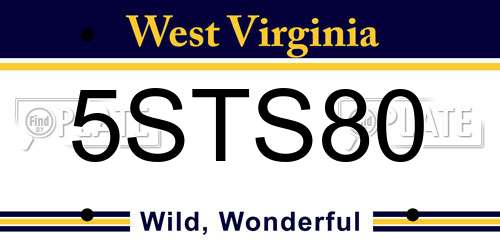 5STS80 West Virginia License Plate