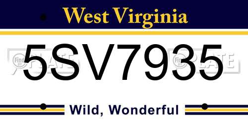 5SV7935 West Virginia License Plate