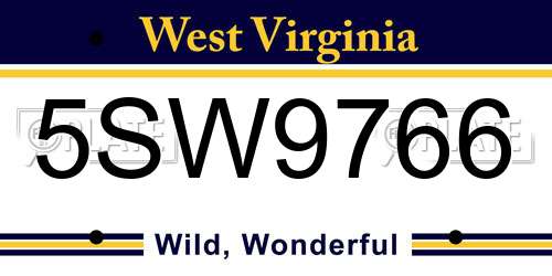 5SW9766 West Virginia License Plate