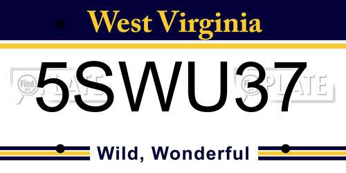5SWU37 West Virginia License Plate