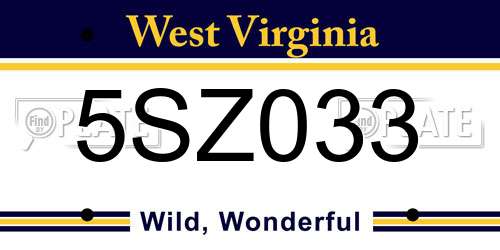5SZ033 West Virginia License Plate