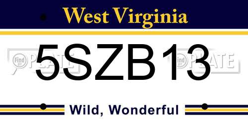 5SZB13 West Virginia License Plate