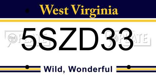 5SZD33 West Virginia License Plate
