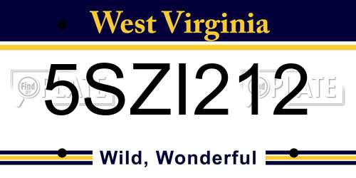 5SZI212 West Virginia License Plate