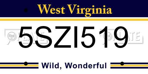 5SZI519 West Virginia License Plate