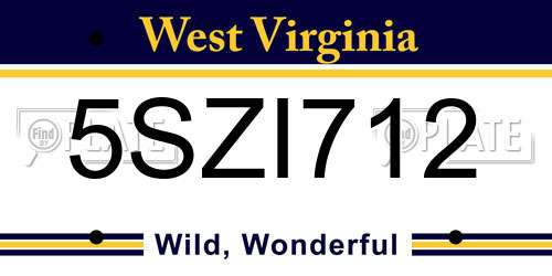 5SZI712 West Virginia License Plate