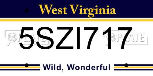 5SZI717 West Virginia License Plate
