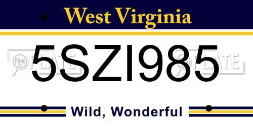 5SZI985 West Virginia License Plate