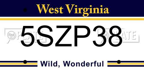 5SZP38 West Virginia License Plate