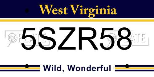 5SZR58 West Virginia License Plate