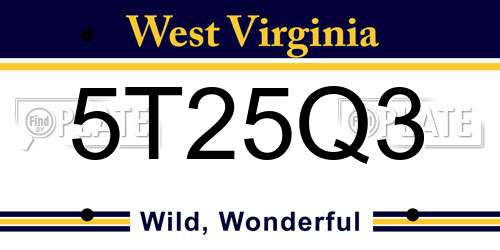 5T25Q3 West Virginia License Plate
