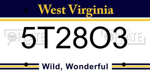 5T28O3 West Virginia License Plate