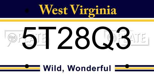 5T28Q3 West Virginia License Plate