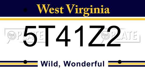 5T41Z2 West Virginia License Plate