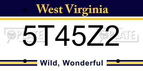5T45Z2 West Virginia License Plate