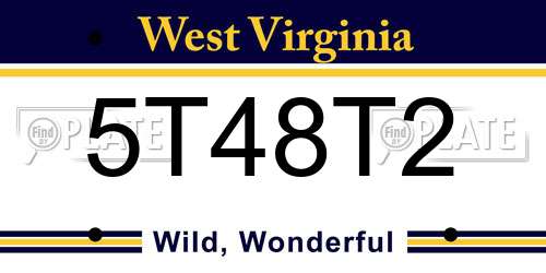 5T48T2 West Virginia License Plate