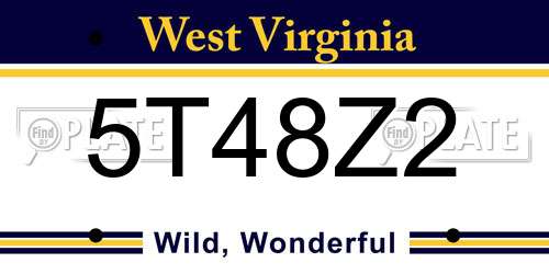 5T48Z2 West Virginia License Plate