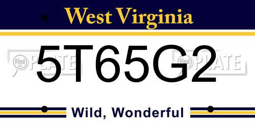 5T65G2 West Virginia License Plate