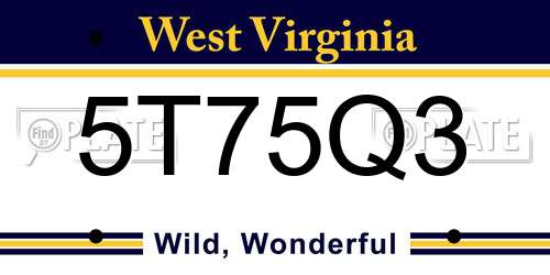 5T75Q3 West Virginia License Plate