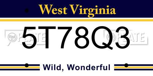 5T78Q3 West Virginia License Plate