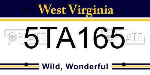 5TA165 West Virginia License Plate