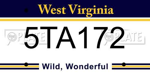 5TA172 West Virginia License Plate
