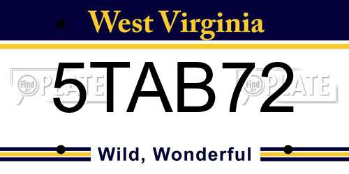 5TAB72 West Virginia License Plate
