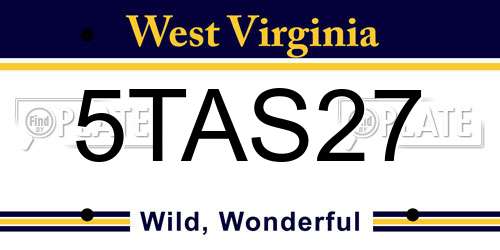 5TAS27 West Virginia License Plate