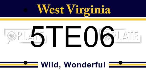5TE06 West Virginia License Plate