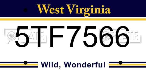 5TF7566 West Virginia License Plate