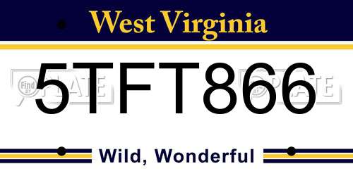 5TFT866 West Virginia License Plate