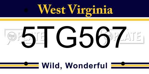 5TG567 West Virginia License Plate