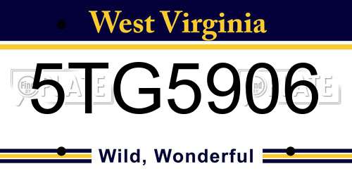 5TG5906 West Virginia License Plate