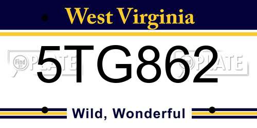 5TG862 West Virginia License Plate