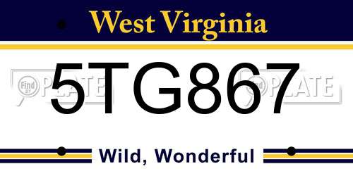 5TG867 West Virginia License Plate