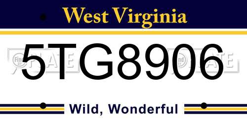 5TG8906 West Virginia License Plate