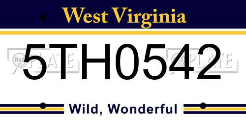 5TH0542 West Virginia License Plate