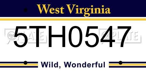 5TH0547 West Virginia License Plate