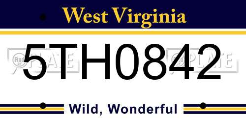 5TH0842 West Virginia License Plate