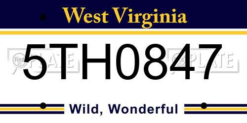 5TH0847 West Virginia License Plate