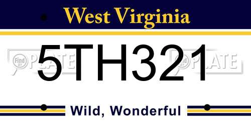 5TH321 West Virginia License Plate