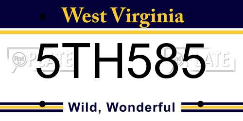 5TH585 West Virginia License Plate