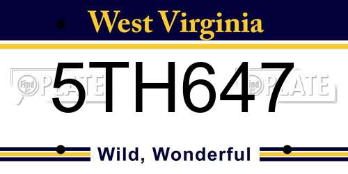 5TH647 West Virginia License Plate