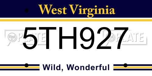 5TH927 West Virginia License Plate