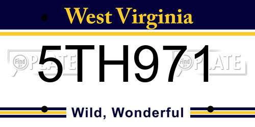 5TH971 West Virginia License Plate