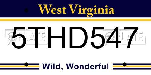 5THD547 West Virginia License Plate