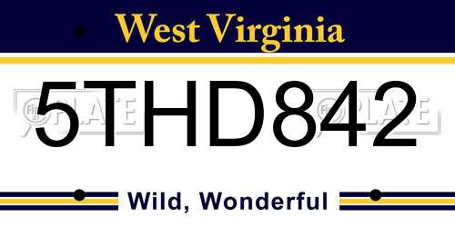 5THD842 West Virginia License Plate
