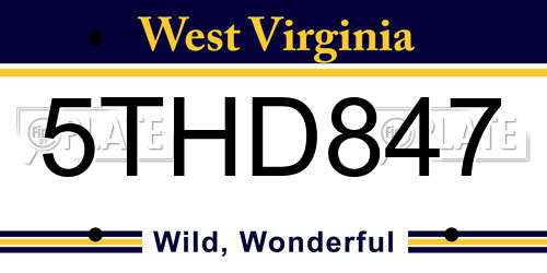5THD847 West Virginia License Plate