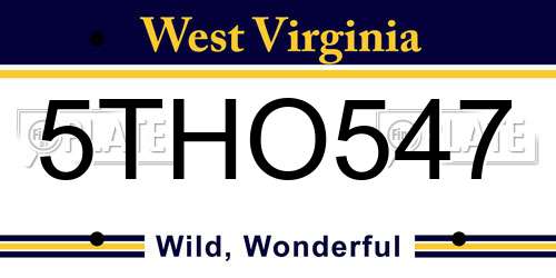 5THO547 West Virginia License Plate