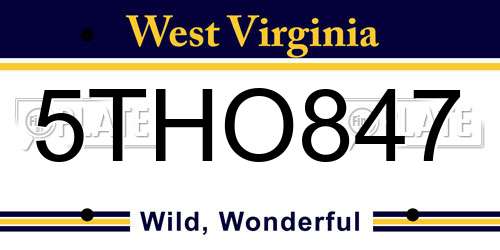 5THO847 West Virginia License Plate